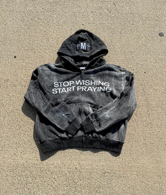 “Stop Wishing Start Praying” Acid Black